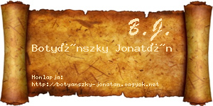 Botyánszky Jonatán névjegykártya